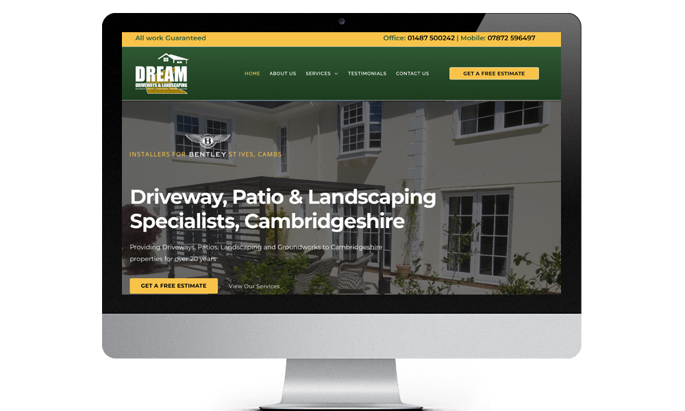 Dream Driveways - web design by First Web Design, St Ives, Cambs