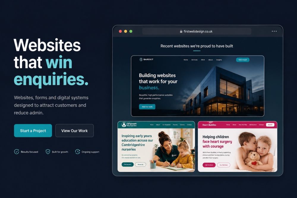 Recent website projects shown inside a browser mockup