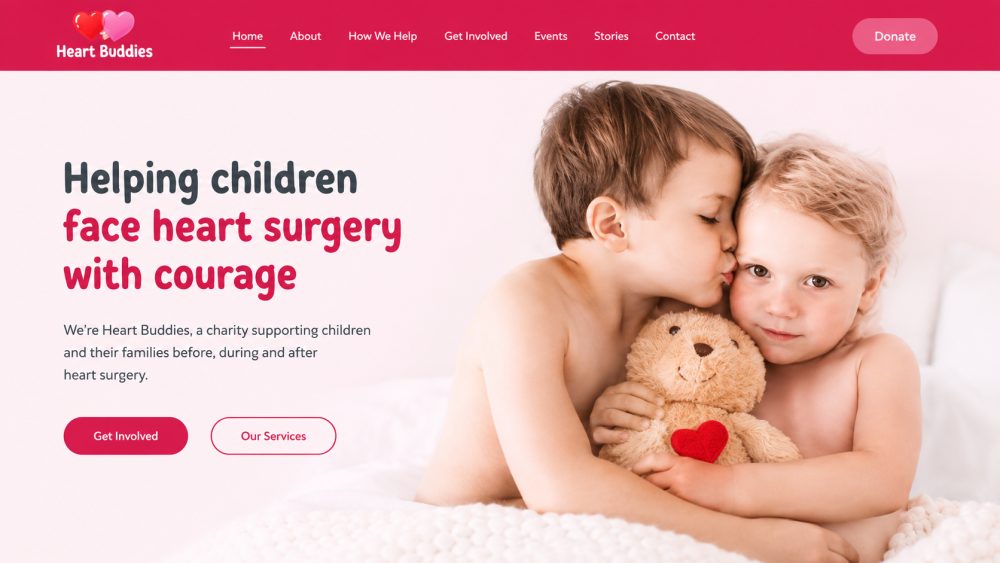 Heart Buddies charity website preview